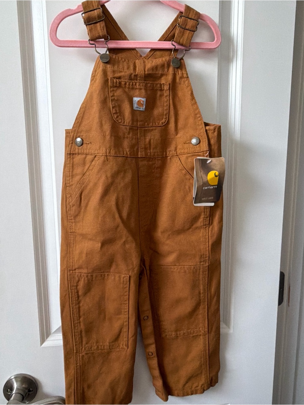 Carhartt Kids Brown Duck Canvas Overalls with Adjustable Straps 24M
